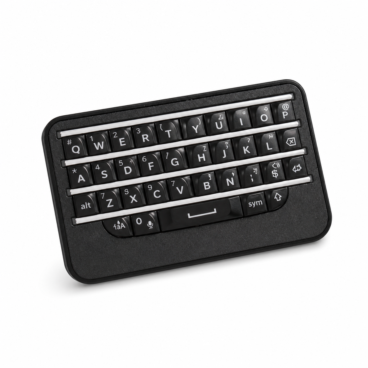 Black BBQ10KBD Lite Q10 mini keyboard on a white background