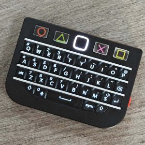 Black BBQ10KBD Pro Q10 mini keyboard with center touchpad and top controls